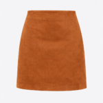 Kahverengi Süet Mini Etek
