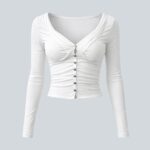 Beyaz Düğmeli Bluz