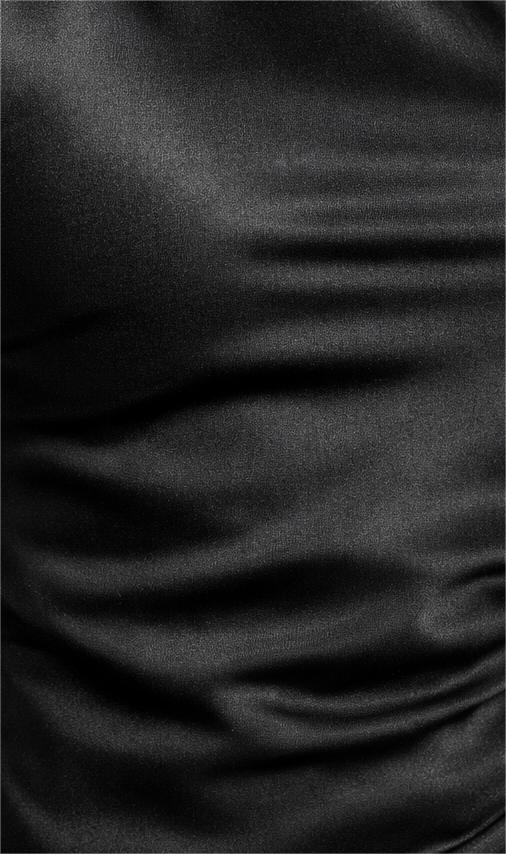 Drapeli Asimetrik Yaka Gece Elbisesi - Görsel 4